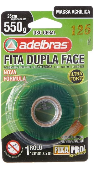 DUPLA FACE FIXA PRÓ – MASSA ACRÍLICA 12MM X 2M ADELBRAS