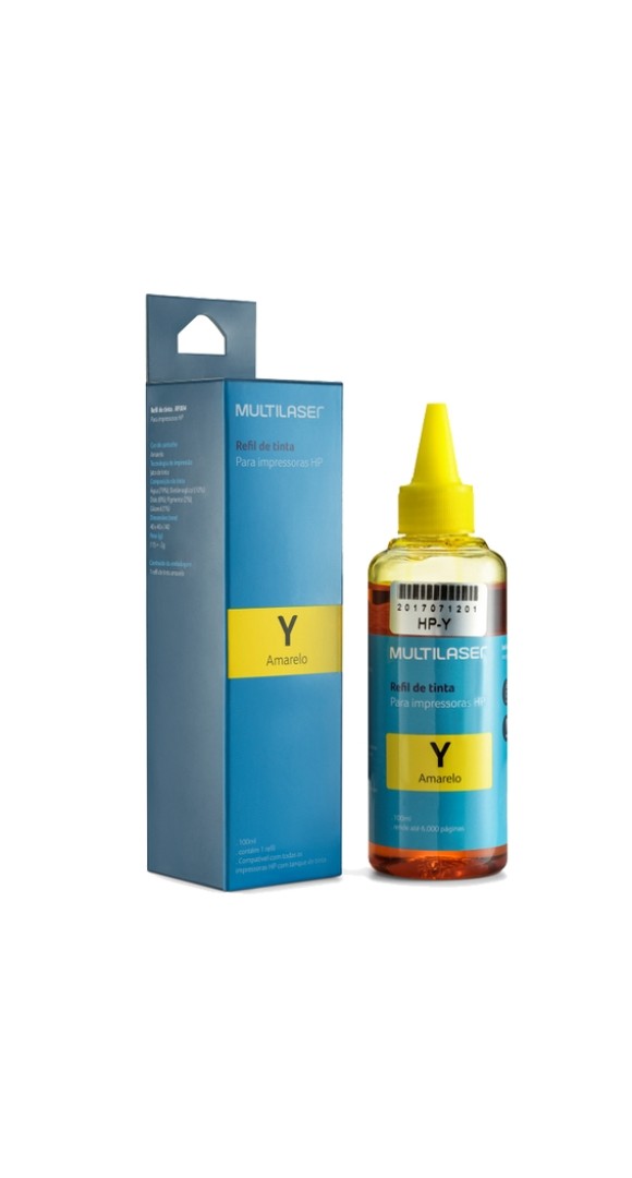 REFIL DE TINTA COMPATIVEL AMARELO HP 100ML. MULTILASER