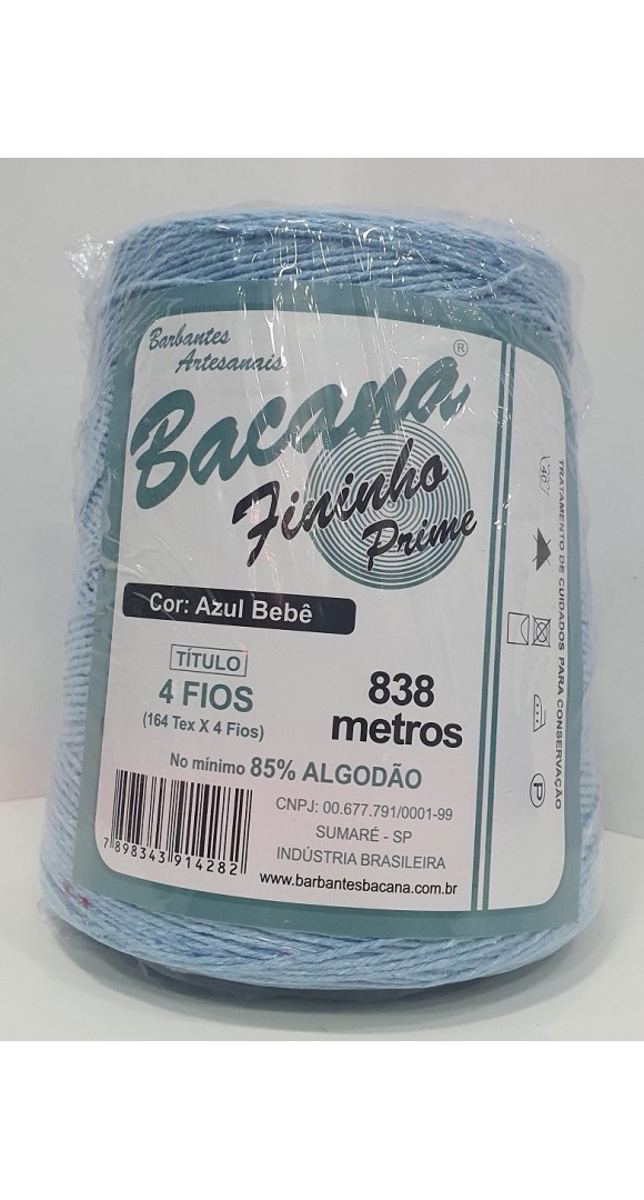 BARBANTE FININHO AZUL BEBÊ 4 FIOS 600G.