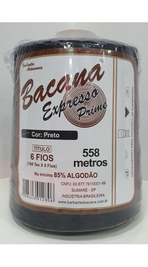 BARBANTE EXPRESSO PRETO 6 FIOS 600G.