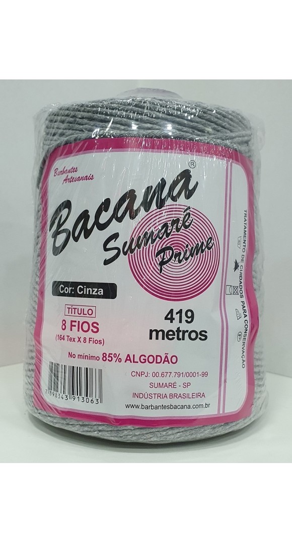 BARBANTE SUMARÉ CINZA 8 FIOS 600G.
