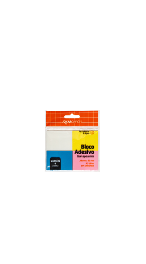 BLOCO ADESIVO TRANPARENTE C/4 38X50MM JOCAR