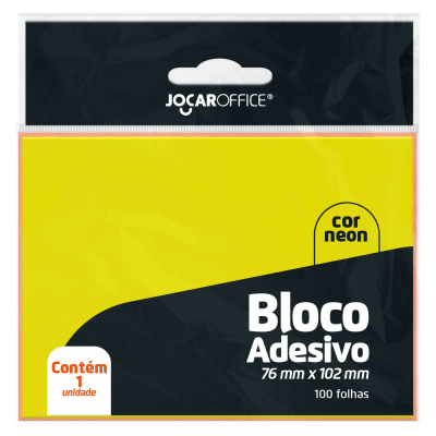 BLOCO ADESIVO AMARELO NEON 76X102MM JOCAR