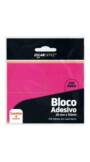 BLOCO ADESIVO ROSA NEON 38X50MM JOCAR