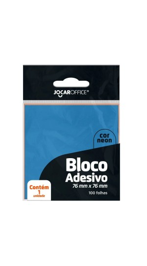 BLOCO ADESIVO AZUL NEON 76X76MM JOCAR