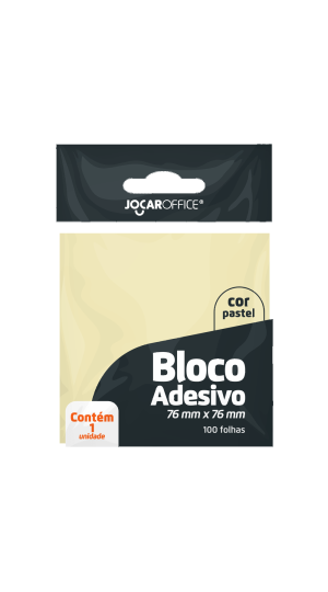 BLOCO ADESIVO AMARELO PASTEL 76X76MM JOCAR