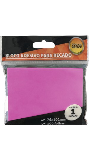 BLOCO ADESIVO ROSA 76X102MM JOCAR